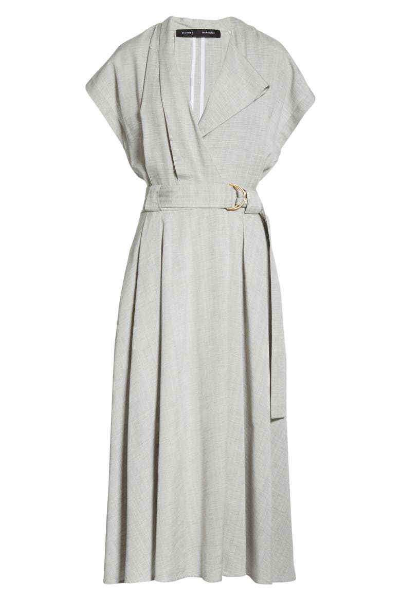 Suiting Faux Wrap Midi Dress, Alternate, color, GREY MELANGE