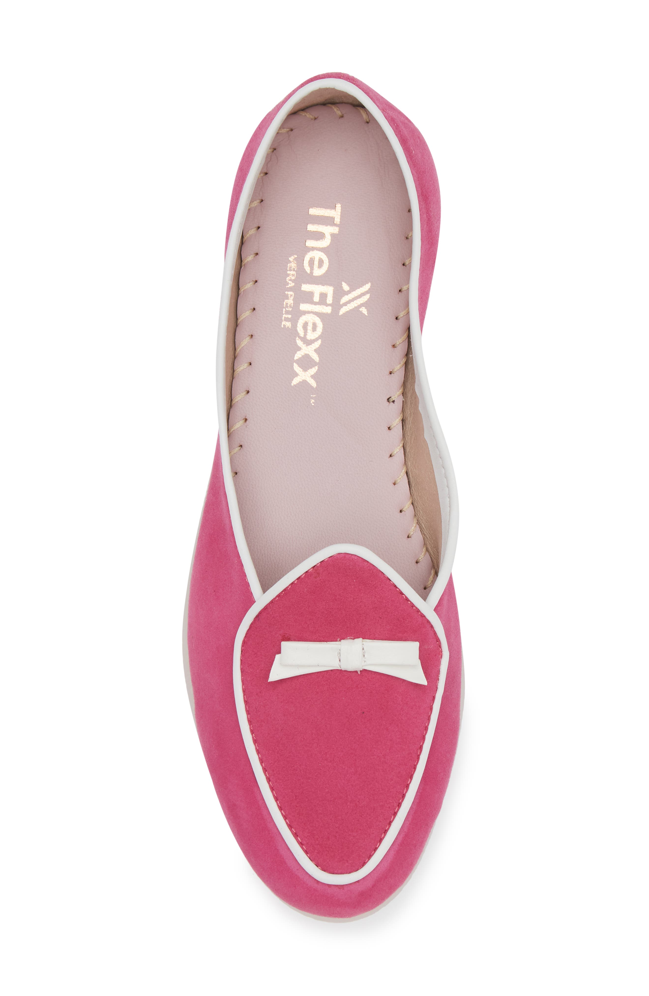 Alyssa Bow Flat, Alternate, color, FUXIA WHITE