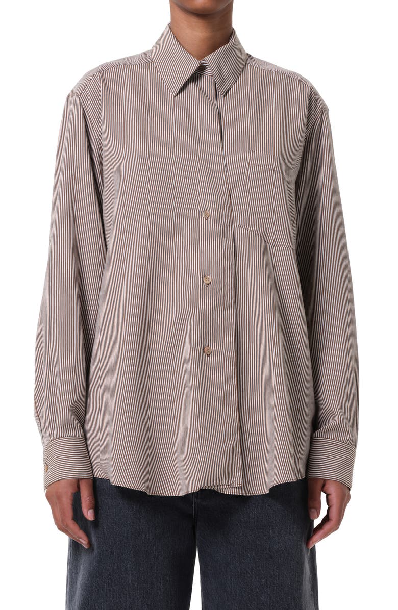 AGOLDE Aris Stripe Asymmetric Button-Up Shirt, Alternate, color, Jakarta Stripe