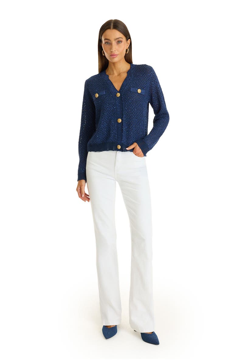 The Noli Shop Shannon Sequin Cardigan Top, Alternate, color, Navy