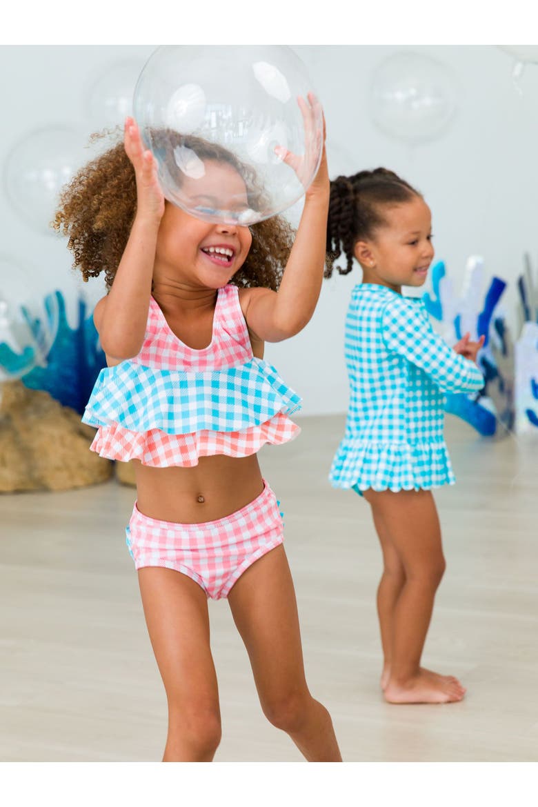 Toddler Girls Flounce Bikini, Alternate, color, Seaside Gingham Color Block
