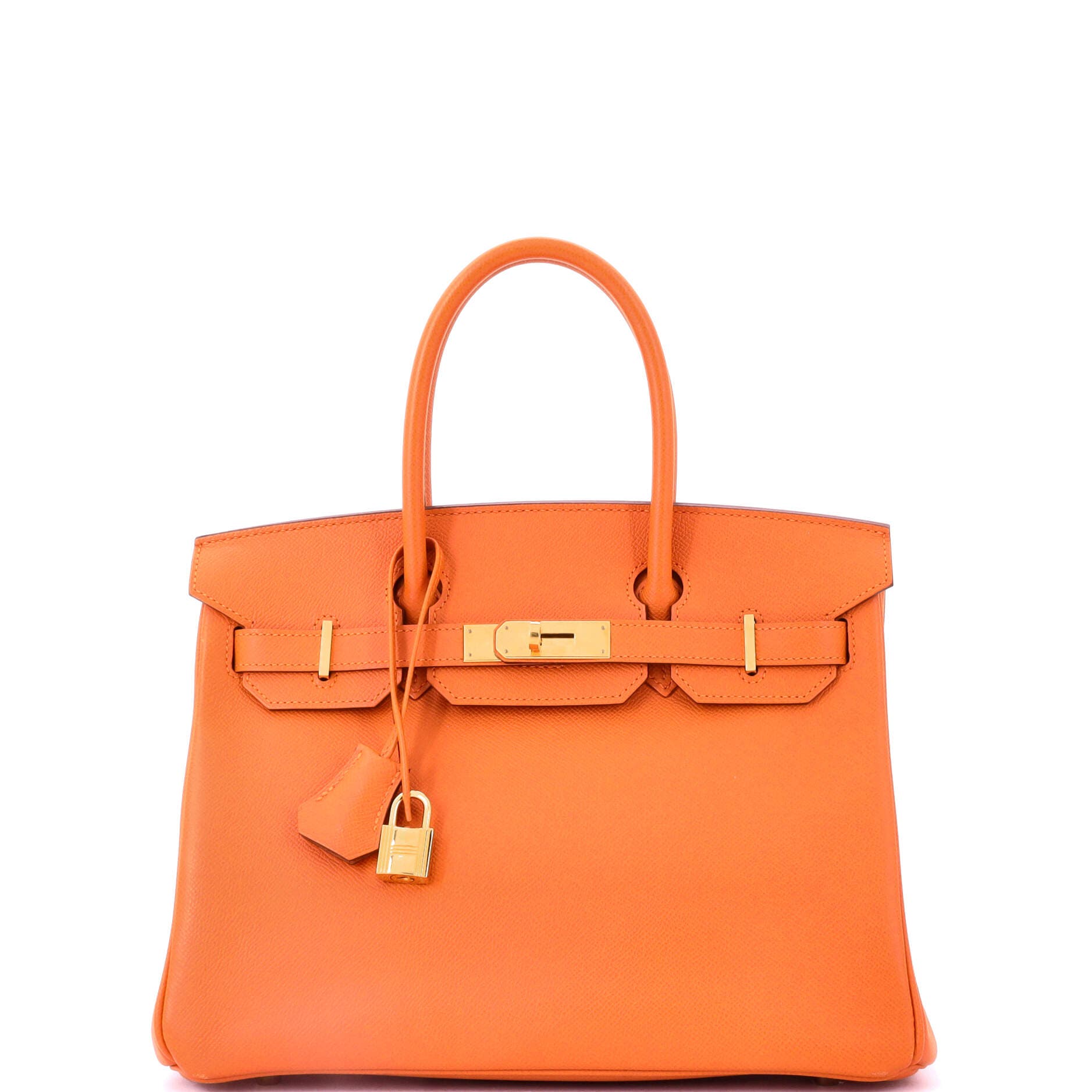 Pre-Owned Hermes Birkin Handbag Orange Epsom with Gold Hardware 30, Main, color, Orange H