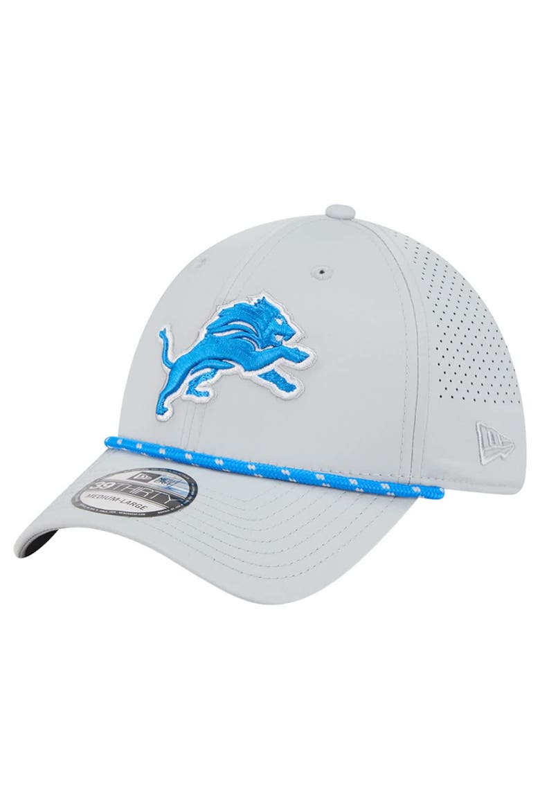 Men's New Era Blue Detroit Lions Perforated 39THIRTY Flex Hat, Alternate, color, Gray