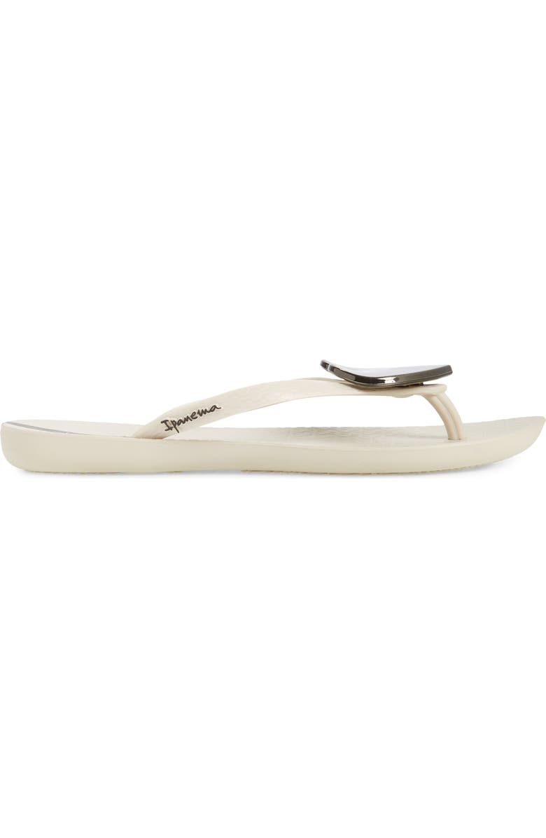 Ipanema Wave Heart Flip Flop, Alternate, color, Beige/ Beige/ Black