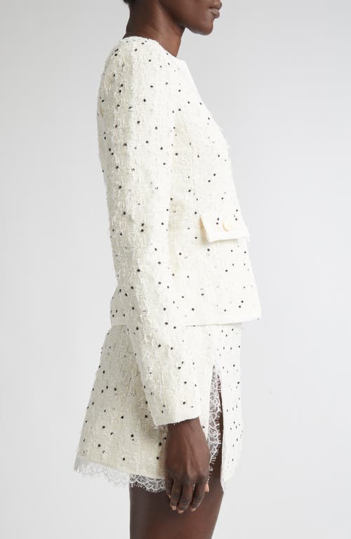 Giambattista Valli Polka Dot Tweed Jacket In White