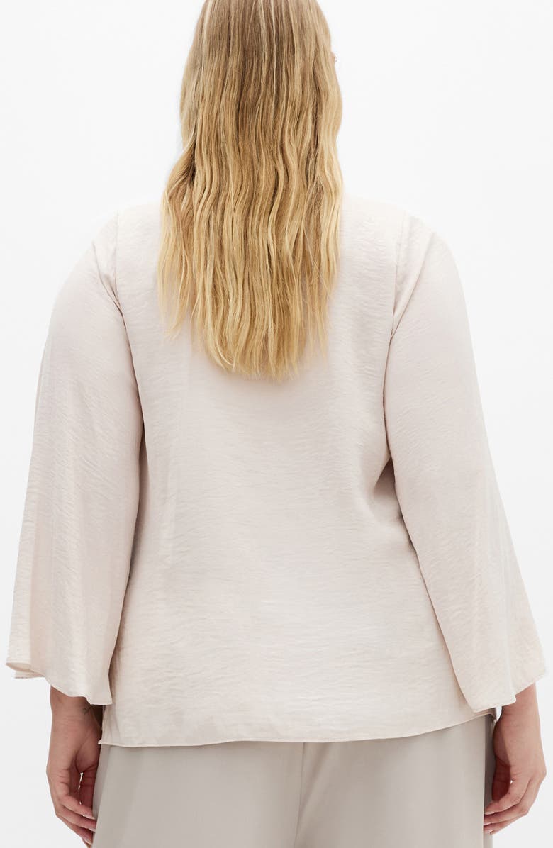 City Chic Mahalia Tie Neck Satin Top, Alternate, color, Champagne