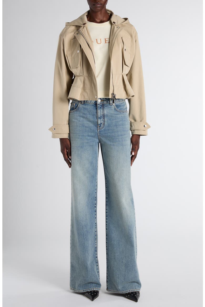 Belted Cotton Windbreaker Jacket, Alternate, color, PALE BEIGE