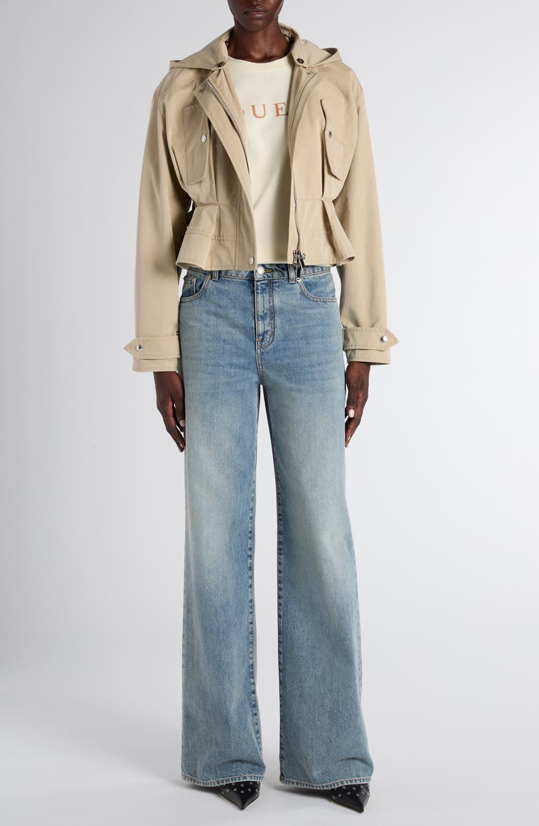 McQueen Belted Cotton Windbreaker Jacket, Alternate, color, Pale Beige