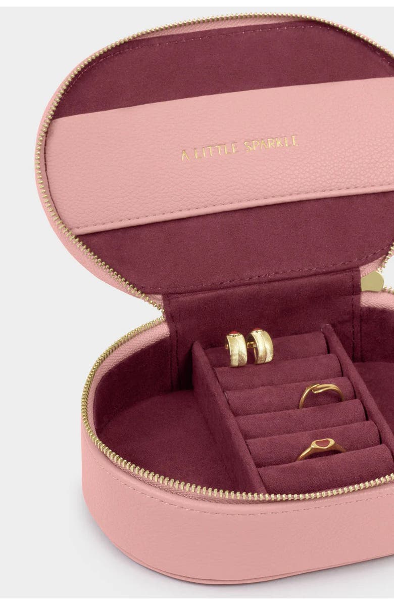 Katie Loxton Oval Jewelry Box 'A Little Sparkle' in Pink, Alternate, color, Pink