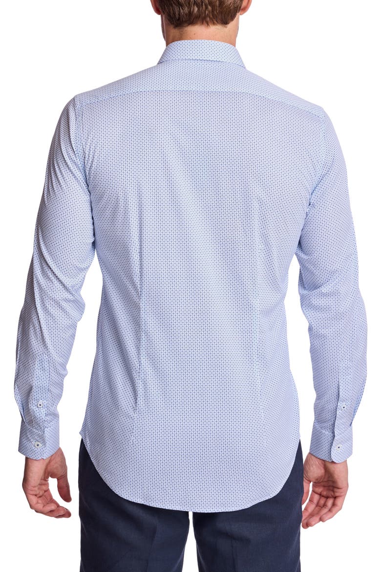 Trim Fit Stretch Cotton Button-Up Shirt, Alternate, color, BLUE WHITE XS