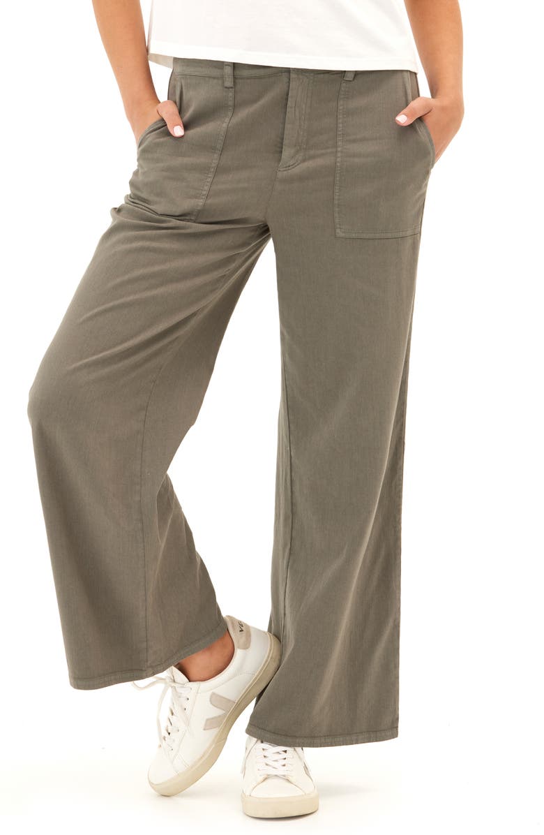 Threads 4 Thought Pamela Stretch Twill Wide Leg Pants, Main, color, Artichoke