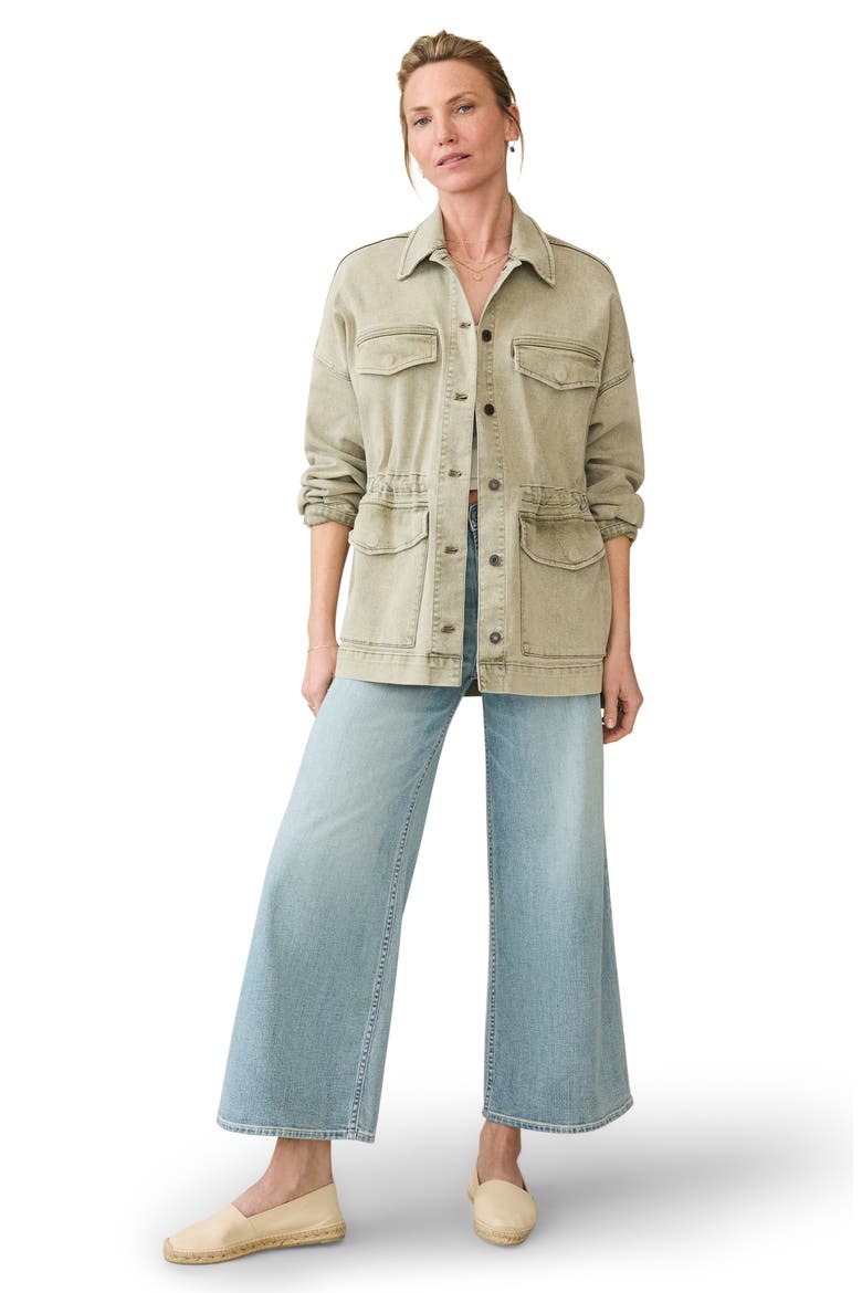 Sunwash Utility Denim Jacket, Alternate, color, OLIVE HAZE WASH