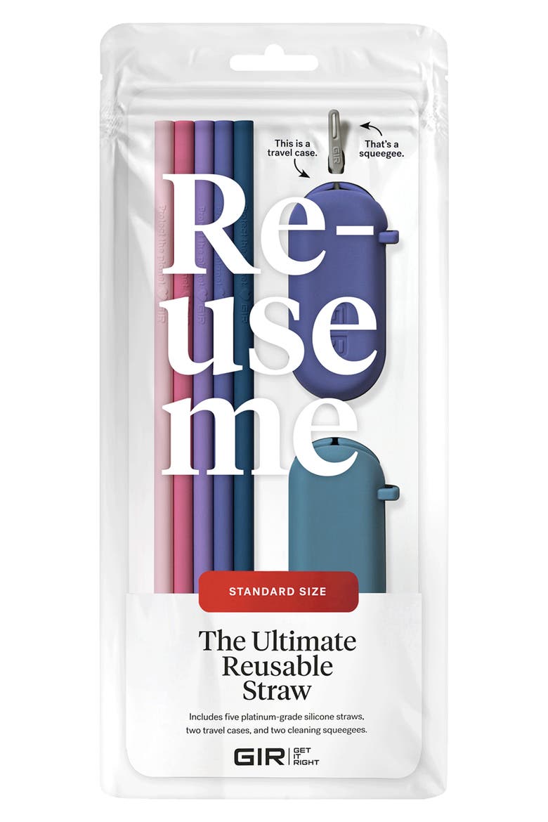 5-Pack Standard Silicone Straws, Alternate, color, DUSK