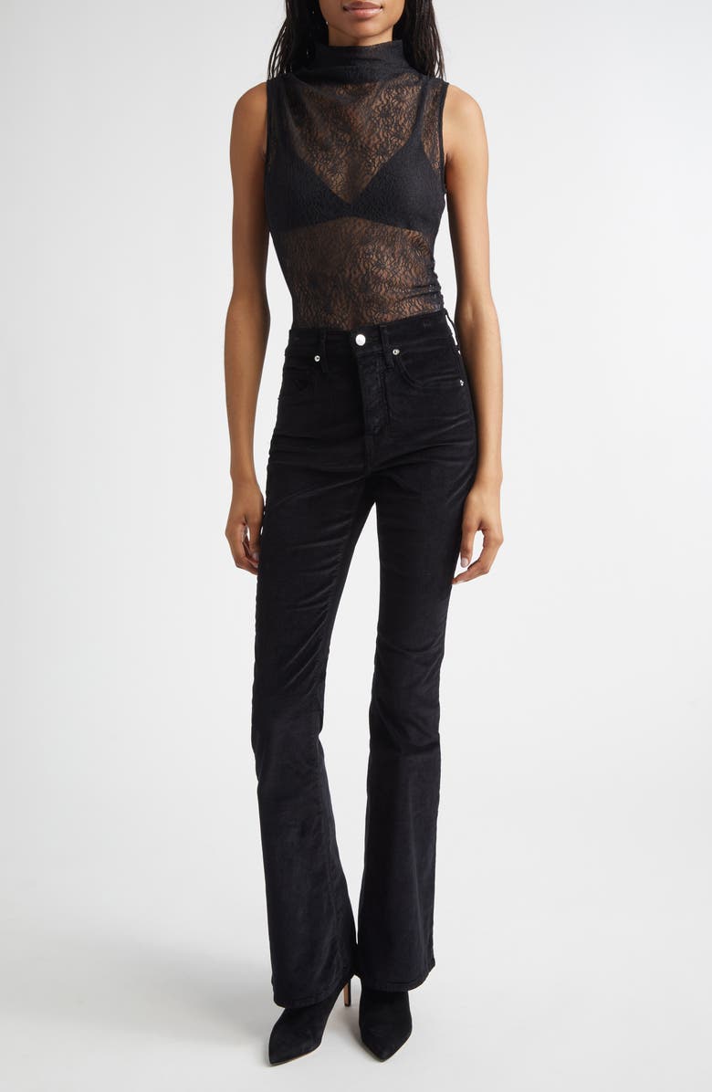 Veronica Beard Mylie Lace Mock Neck Sleeveless Top, Alternate, color, Black