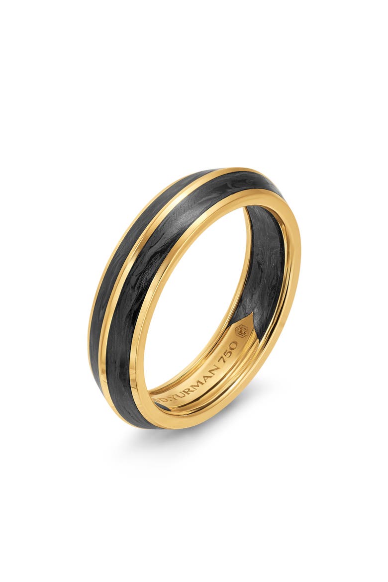 Knife Edge Band Ring in 18K Yellow Gold with Forged Carbon, Alternate, color, GOLD