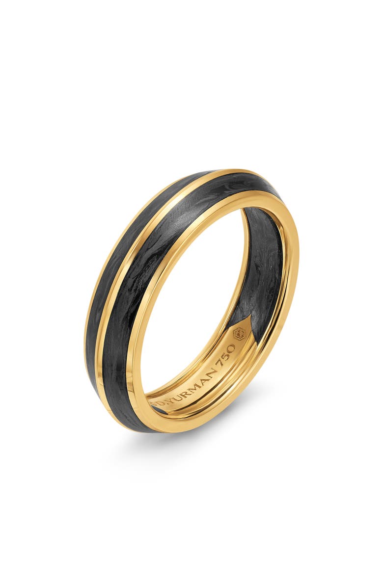 David Yurman Knife Edge Band Ring in 18K Yellow Gold with Forged Carbon, Alternate, color, Gold