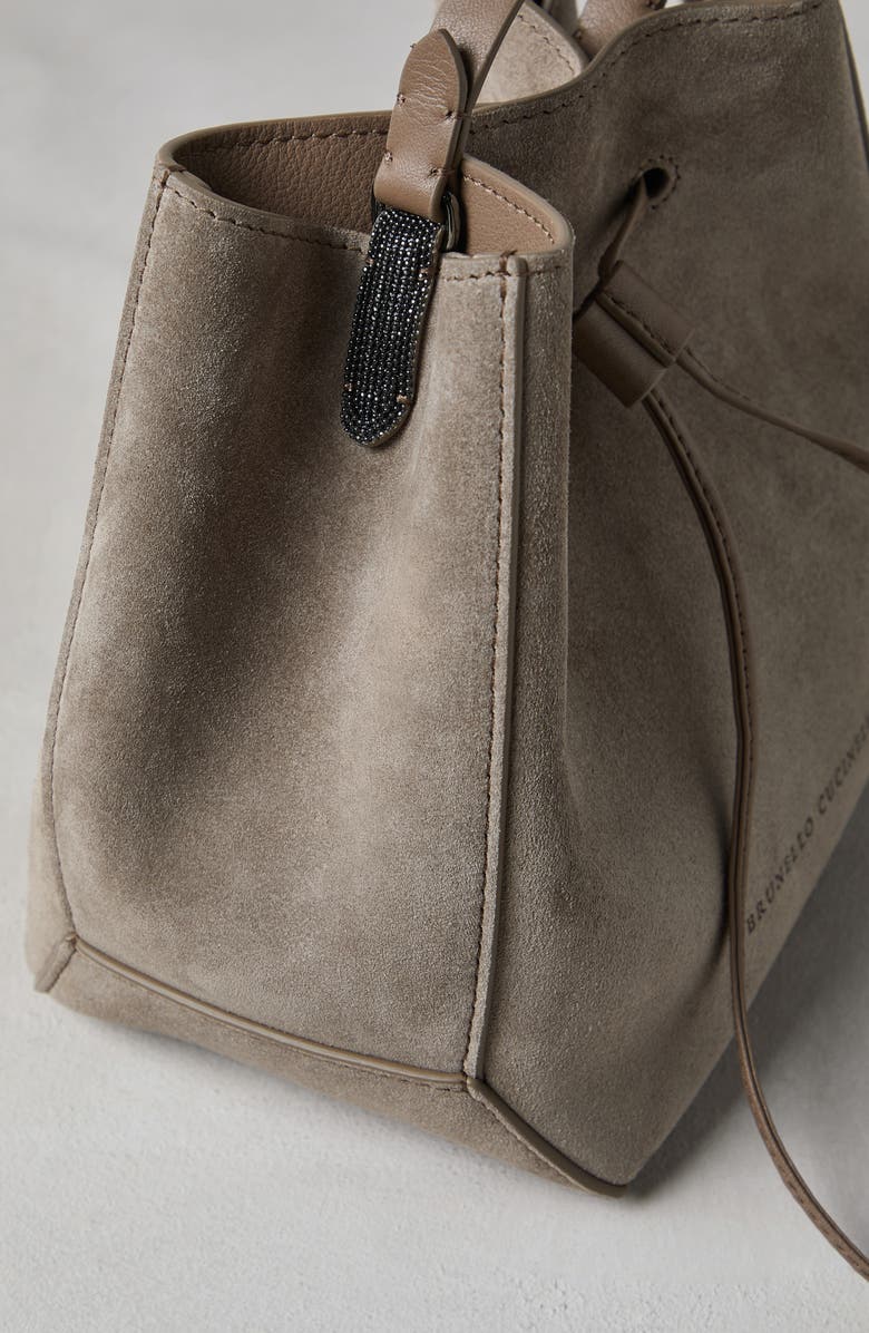 Brunello Cucinelli Suede bucket bag with monili, Alternate, color,