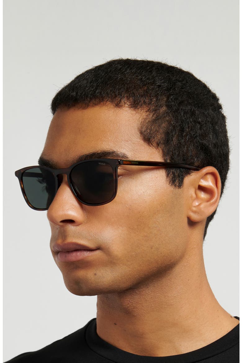 53mm Rectangular Sunglasses, Alternate, color, BROWN HORN/ GREEN