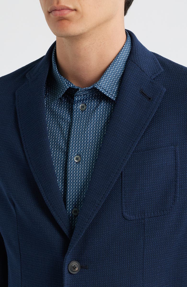 Emporio Armani Navy Textured Wool & Cotton Blend Sport Coat, Alternate, color, Navy