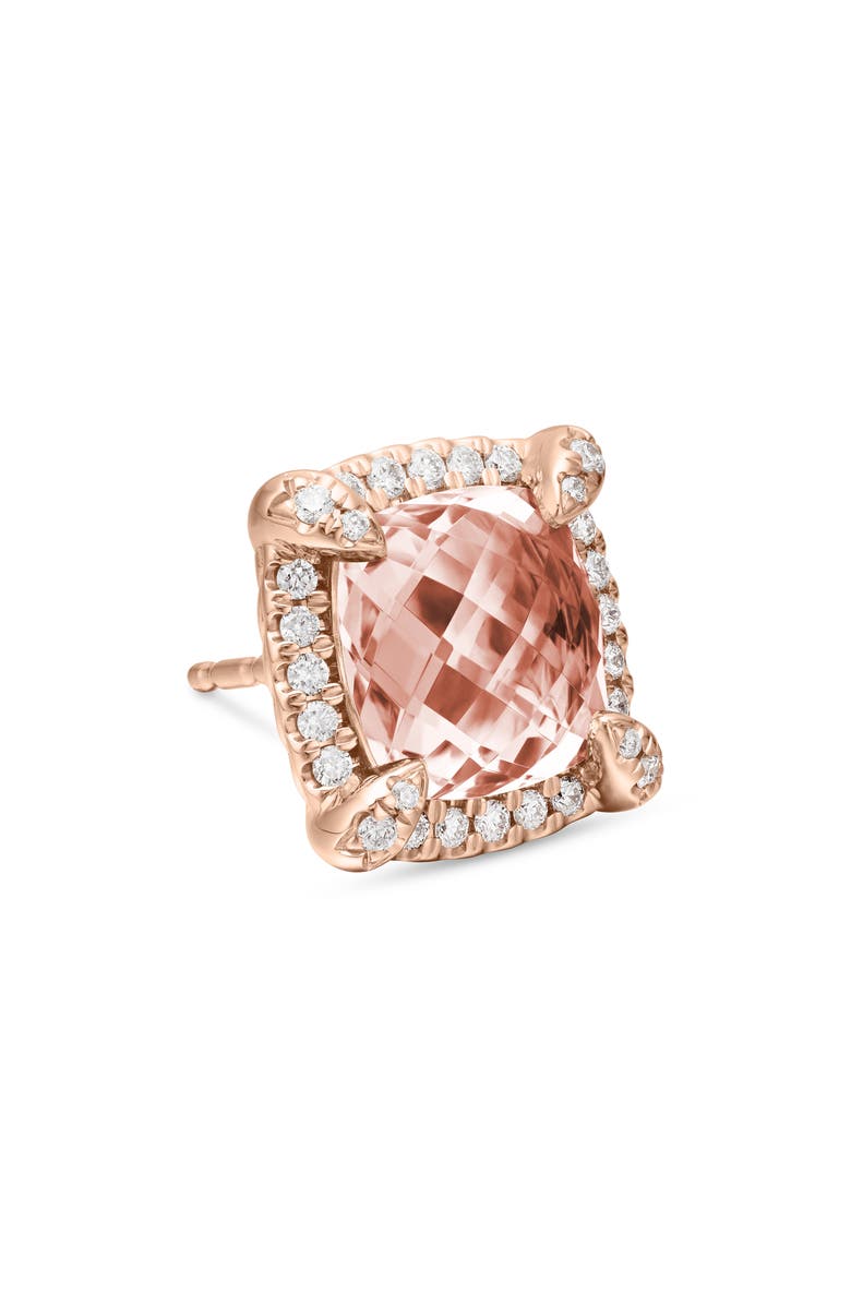 David Yurman Châtelaine Pavé Bezel Stud Earrings with Morganite and Diamonds in 18K Rose Gold, Alternate, color,