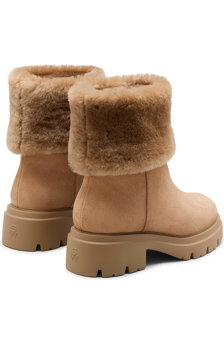 Stuart Weitzman Hudson Genuine Shearling Cuff Bootie, Alternate, color, New Camel