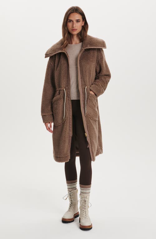 Varley Logan Longline Sherpa Fleece Coat Jacket In Burgundy