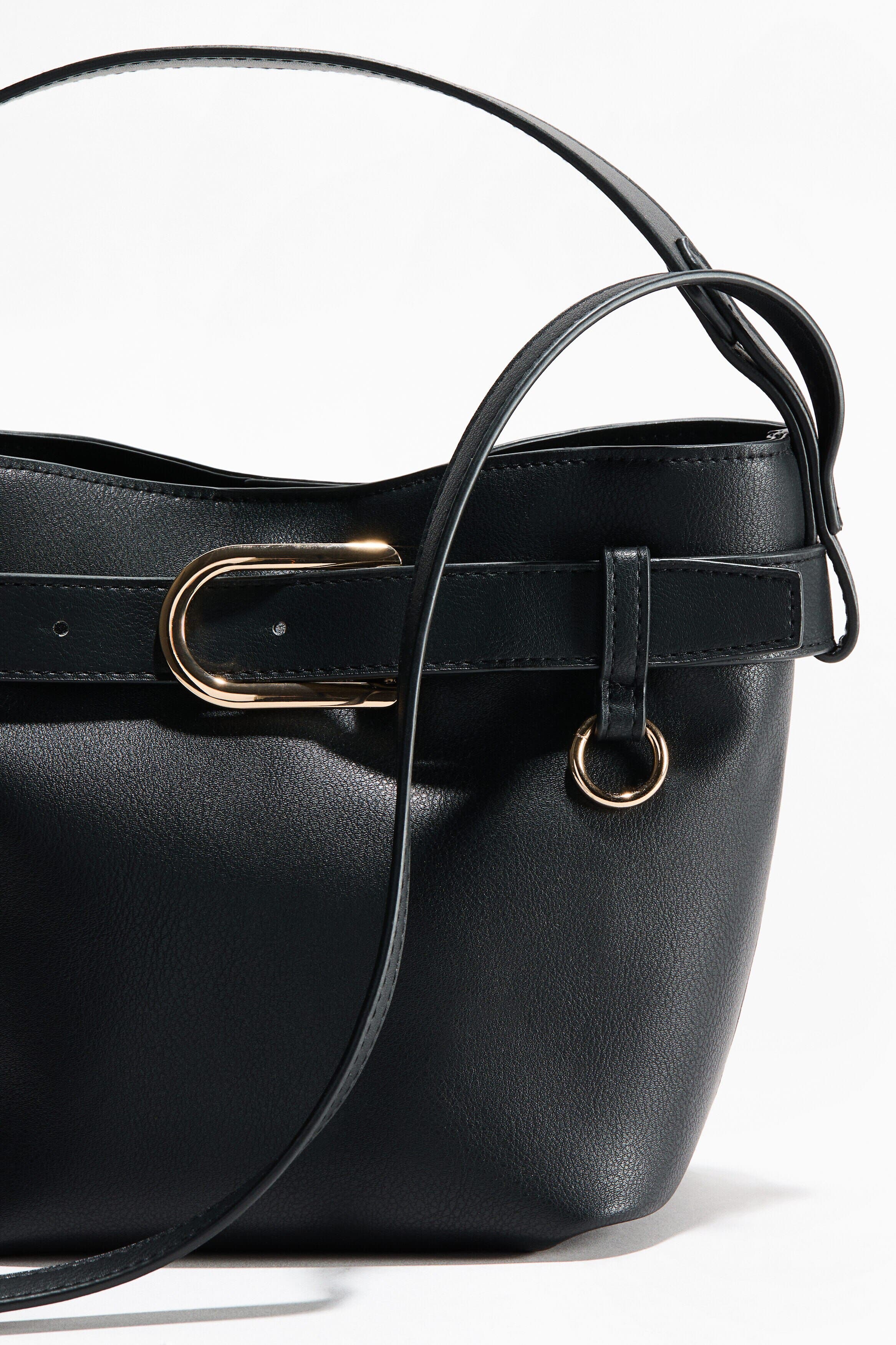 H&M Crossbody Bucket Bag, Alternate, color, Black