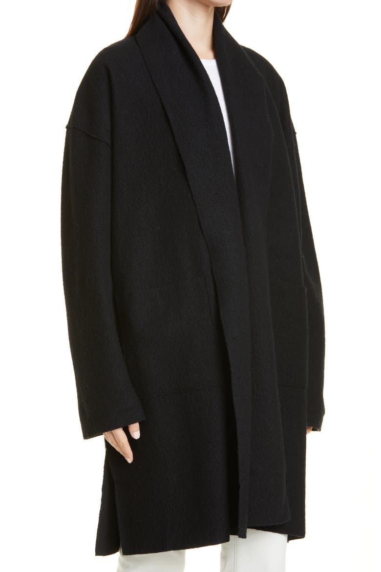 Open Front Boiled Wool Jacket, Alternate, color, BLACK