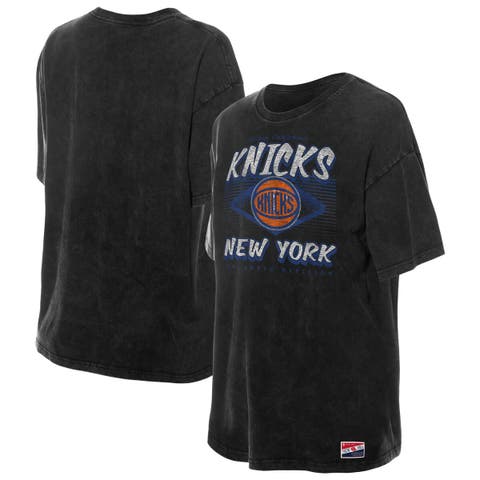 Women's New Era  Black New York Knicks Throwback Mineral Wash Oversized T-Shirt