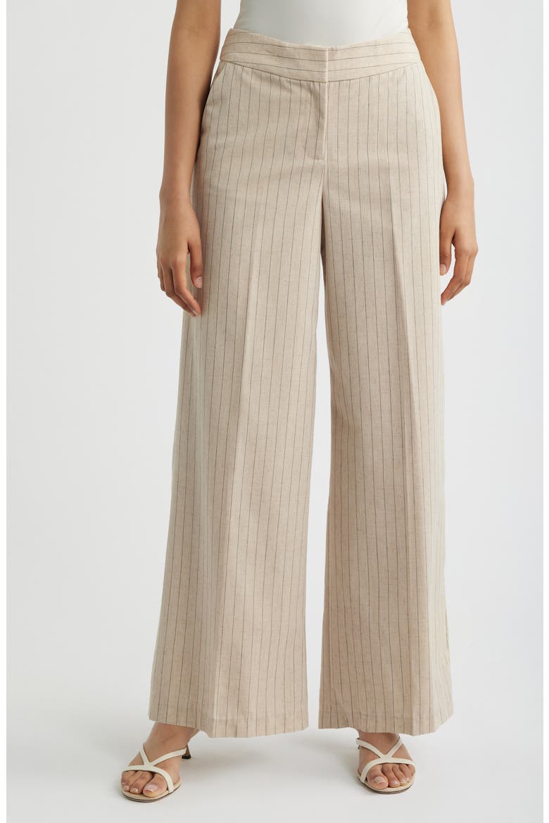 Pinstripe Wide Leg Pants, Main, color, DUNE ESPRESSO