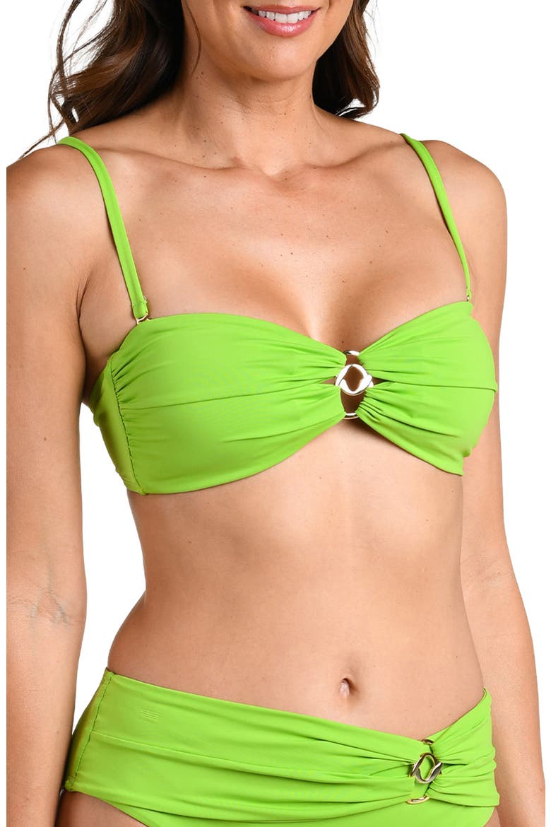 Island Goddess Bandeau Bikini Top, Alternate, color, APPLE