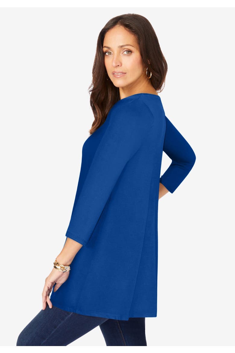 Stretch Knit Swing Tunic, Alternate, color, DARK SAPPHIRE