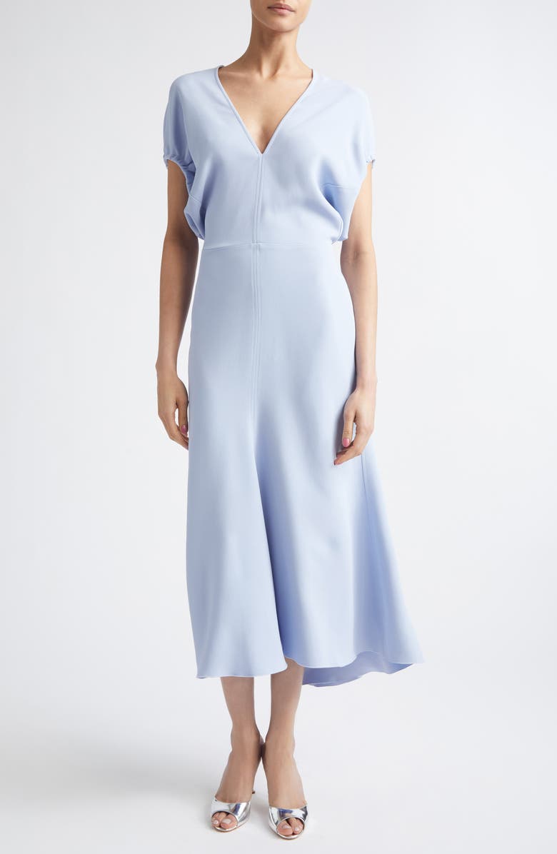 Victoria Beckham Edith Stretch Cady A-Line Midi Dress, Main, color, Cloud Blue