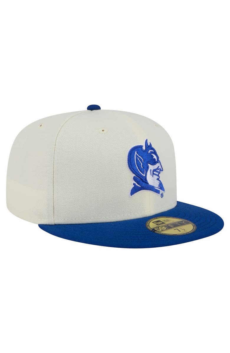 New Era Men's New Era Cream Duke Blue Devils Chrome 59FIFTY Fitted Hat, Alternate, color, 