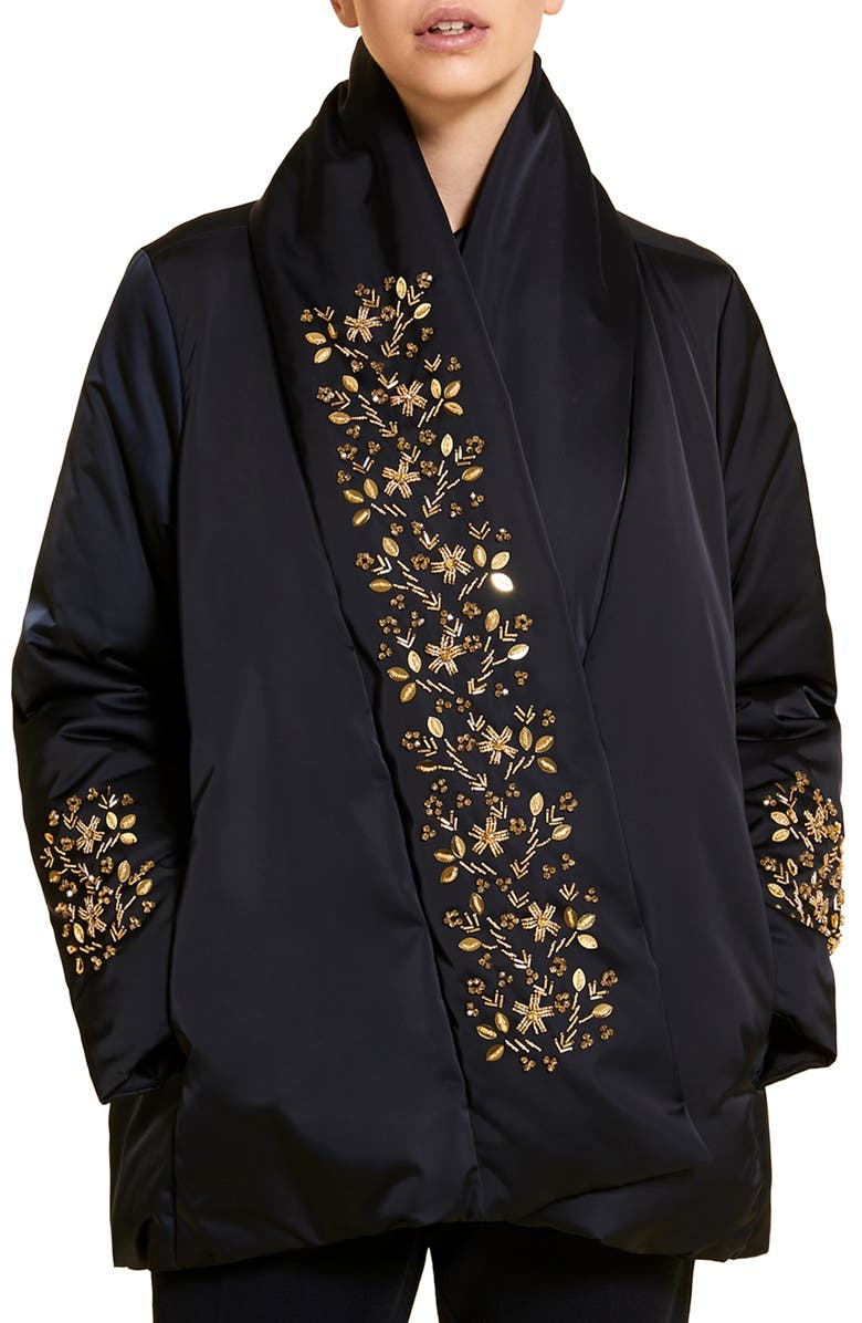 Marina Rinaldi Pisa Embellished Quilted Coat, Main, color, 