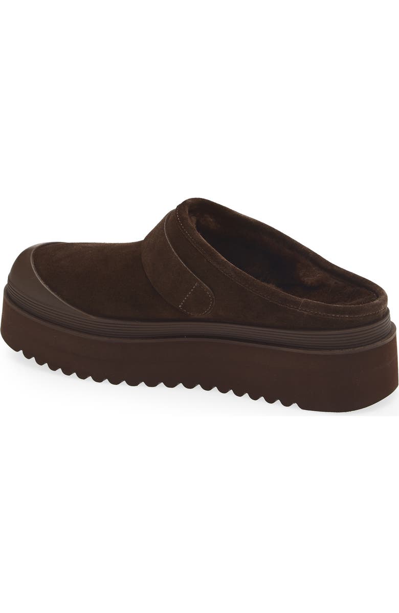 Tory Burch Mellow Genuine Shearling Lined Platform Mule, Alternate, color, Dark Cocoa / Silver