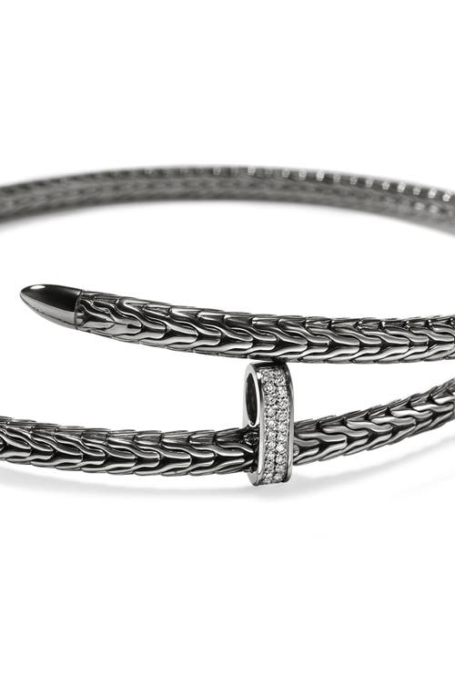 John Hardy Spear Coil Choker, Diamonds In Dark Sterling Silver