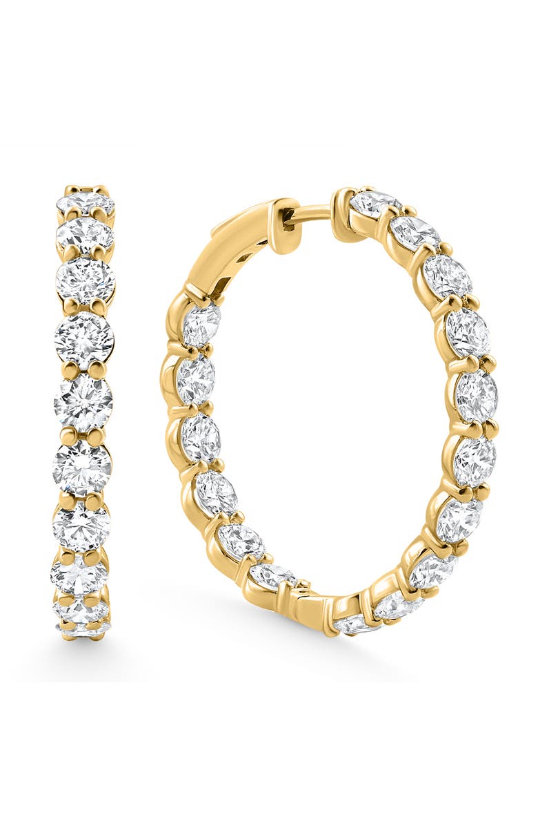 Bliss Diamond 7Ct TW Round Diamond Inside Outside Hoops Vault Lock 14k Gold Lab Grown, Main, color,