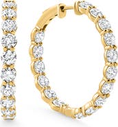 Bliss Diamond 7Ct TW Round Diamond Inside Outside Hoops Vault Lock 14k Gold Lab Grown