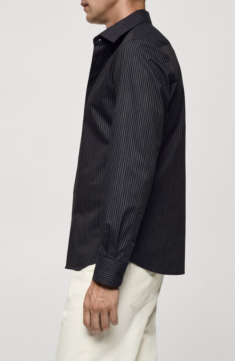 MANGO Slim Fit Pinstripe Button-Up Shirt, Alternate, color,