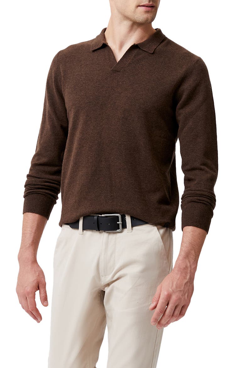 Johnny Collar Polo Sweater, Main, color, TRUFFLE BROWN
