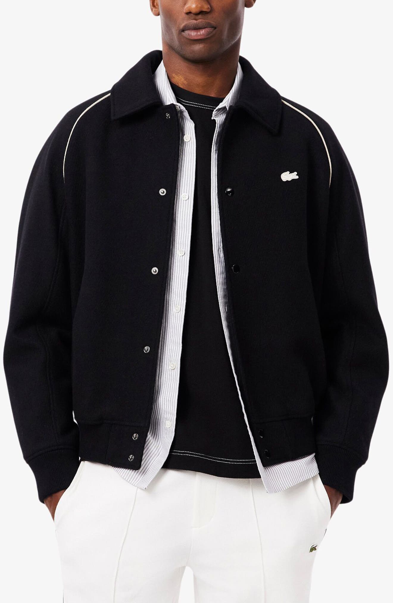 Logo Applique Wool Blend Varsity Jacket