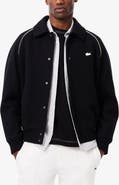 Lacoste Logo Appliqué Wool Blend Varsity Jacket