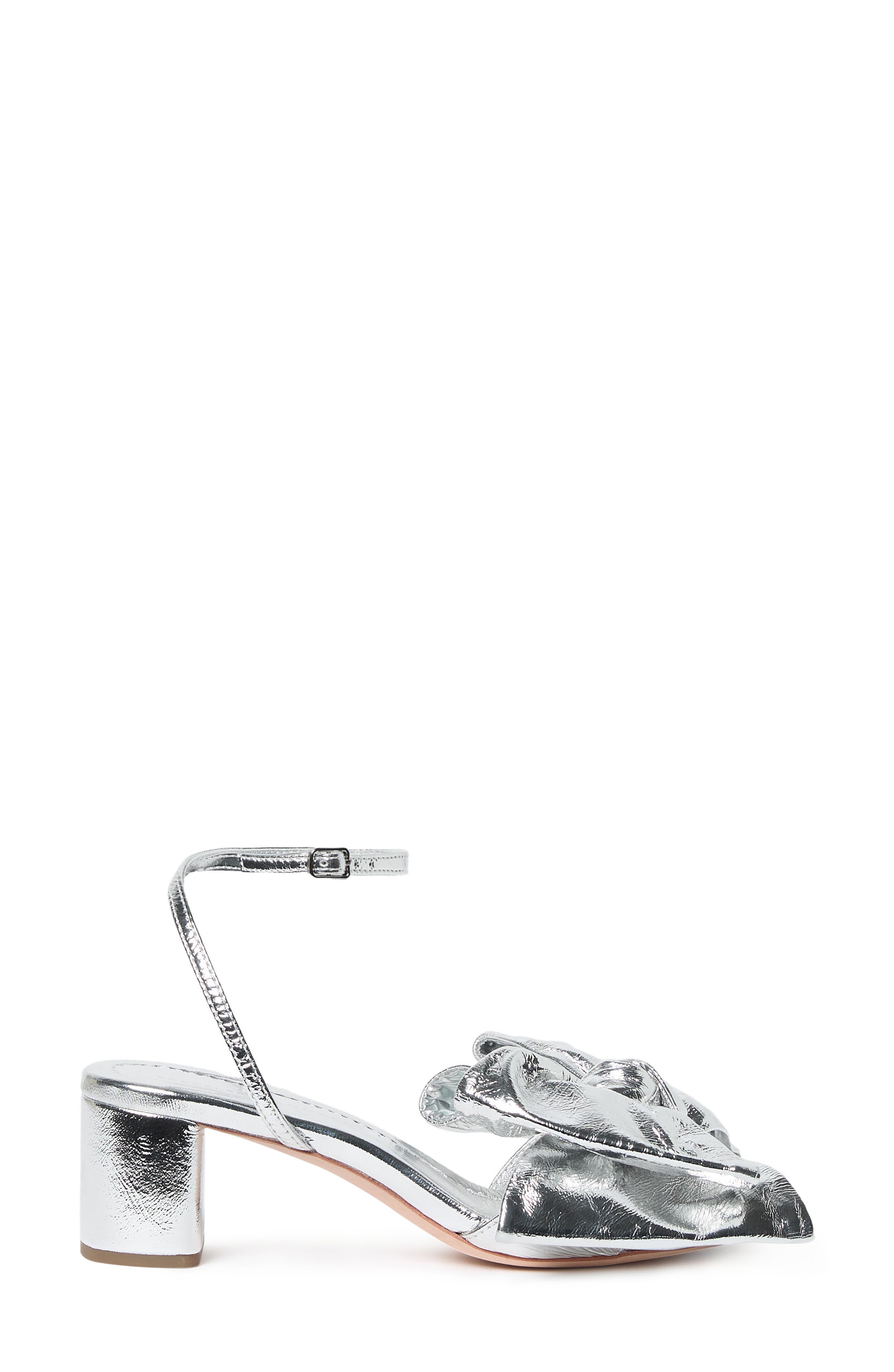 Loeffler Randall <p>Carmen Leather Bow Sandal (Women)</p>, Alternate, color, Silver
