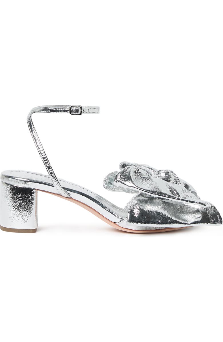 Loeffler Randall <p>Carmen Leather Bow Sandal (Women)</p>, Alternate, color, Silver