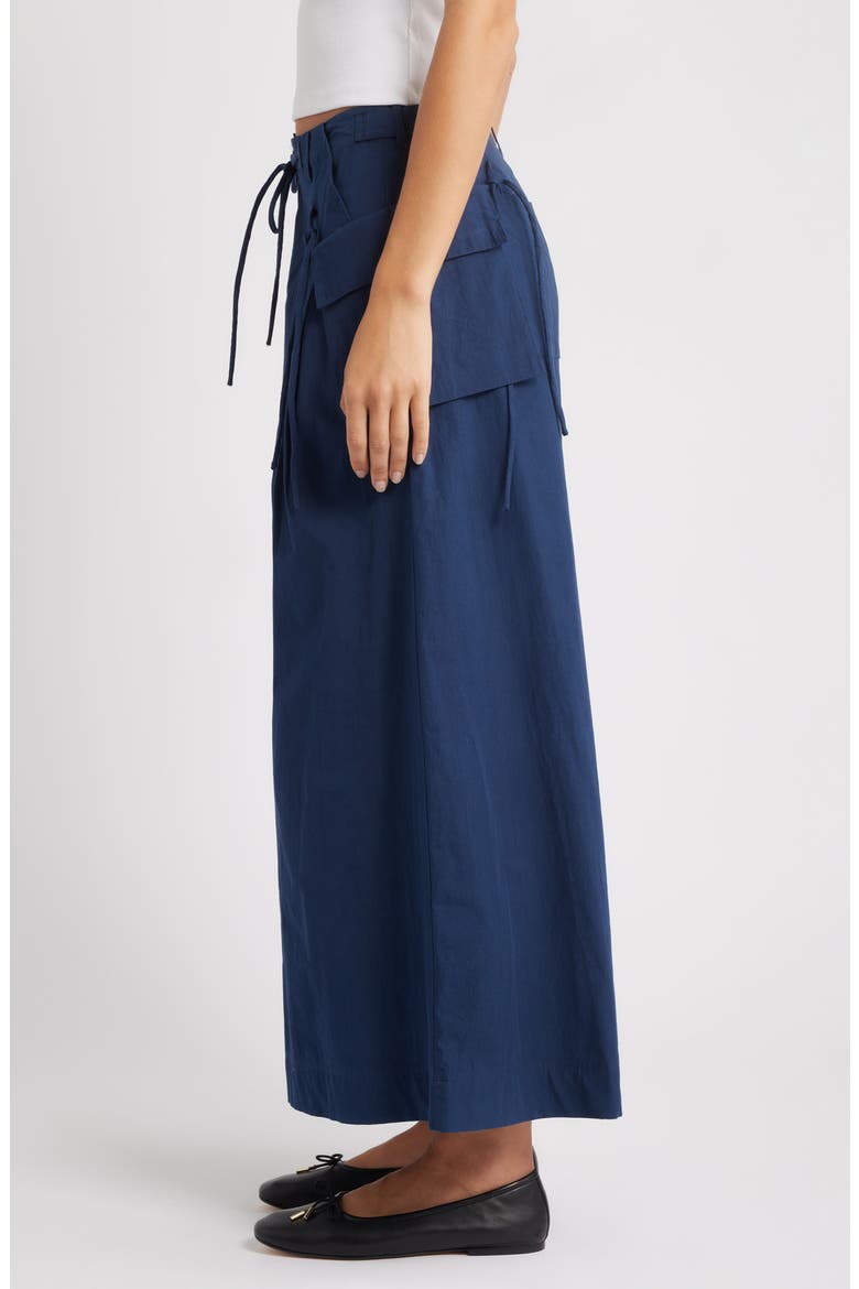 Tatianna Belted Organic Cotton Ankle Wide Leg Pants, Alternate, color, NAVY