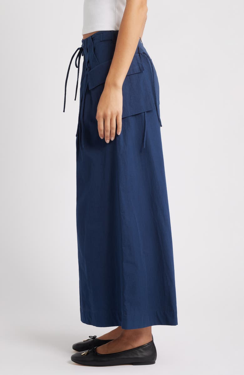 Damson Madder Tatianna Belted Organic Cotton Ankle Wide Leg Pants, Alternate, color, Navy