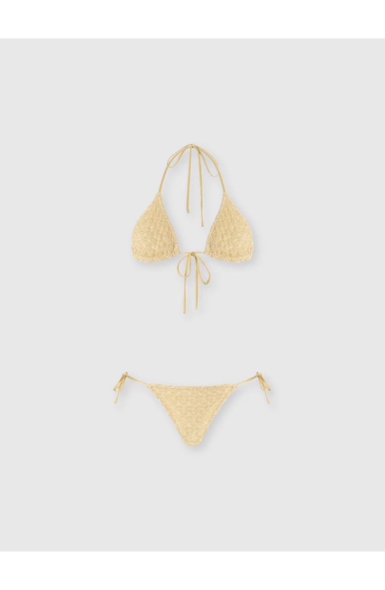Missoni Triangle Bikini In Lamé Viscose With Raschel Workmanship, Main, color, Gold