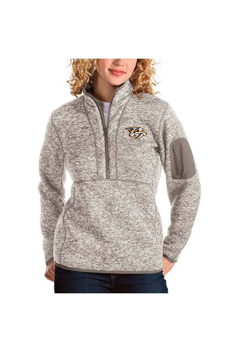 Women's Antigua Oatmeal Nashville Predators Fortune Half-Zip Sweatshirt, Main, color, Oatmeal