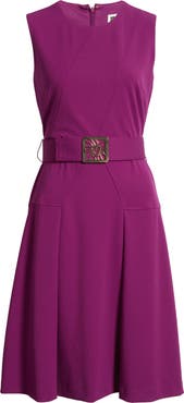 Anne Klein Belted Panel Jewel Neck Dress